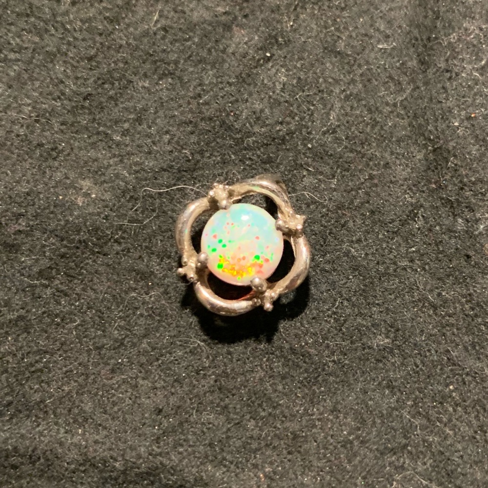 Lab opal, CZ and sterling silver pendant